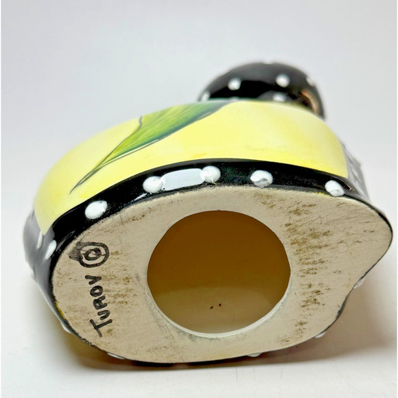 Anatoly Turov Russian Artist Cat Figure Black Polka Dots Chili Peppers Signed - Picture 5 of 7